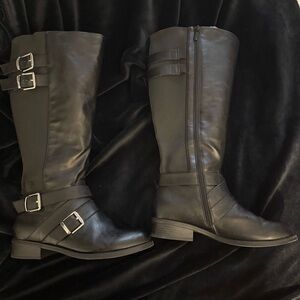 Torrid Black Over the Knee Boots with Buckle Detail